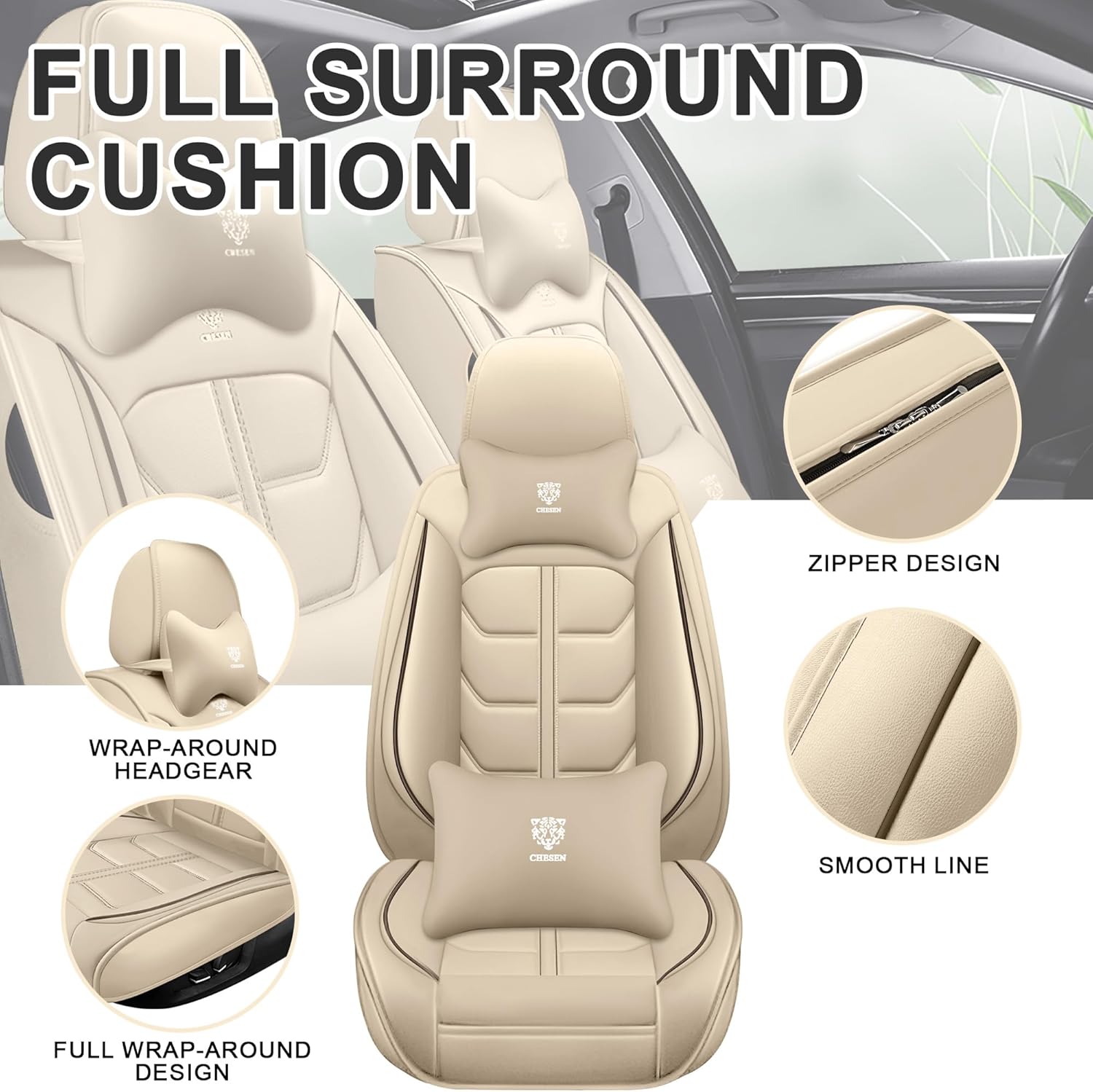 Car Seat Covers for Lexus GS 350 2007-2020 Front Seat, Nappa Leather Vehicle Seat Protector, Stylish Waterproof Easy to Install, Breathable Auto Seat Cushion Cover.(Beige, Luxury)