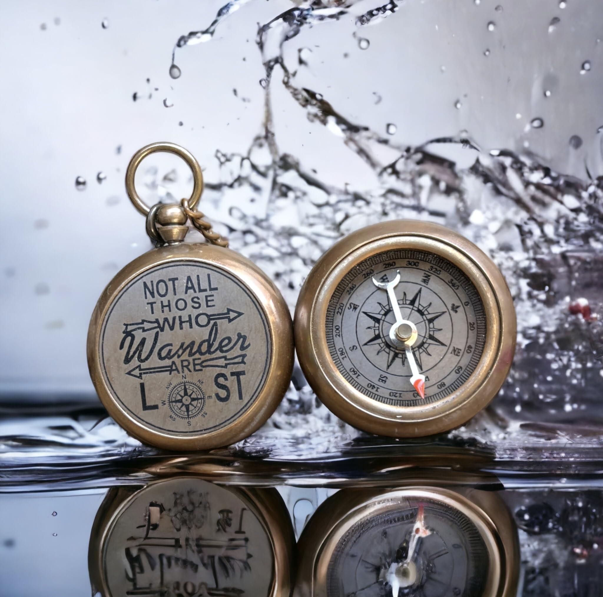 ZUBIANot All Who Wander are Lost Engravable Compass Necklace - Pirates Compass - Gift Compass - Camping Compass - Confirmation Gift Idea - Baptism Gifts - Keepsake - Groomsmen - Gift for Faith