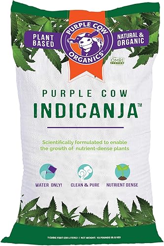 Purple Cow Organics IndiCanja 1 Cubic Foot Bag, Organic Living Soil, Clean & Natural Plant Based Water Only Super Soil for Professional Indoor &