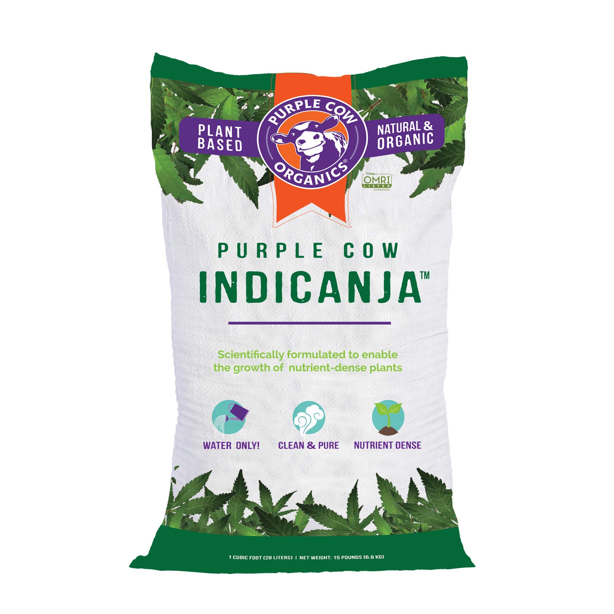 IndiCanja 1 Cubic Foot Bag, Organic Living Soil, Clean & Natural Plant Based Water Only Super Soil for Professional Indoor & Outdoor Growers