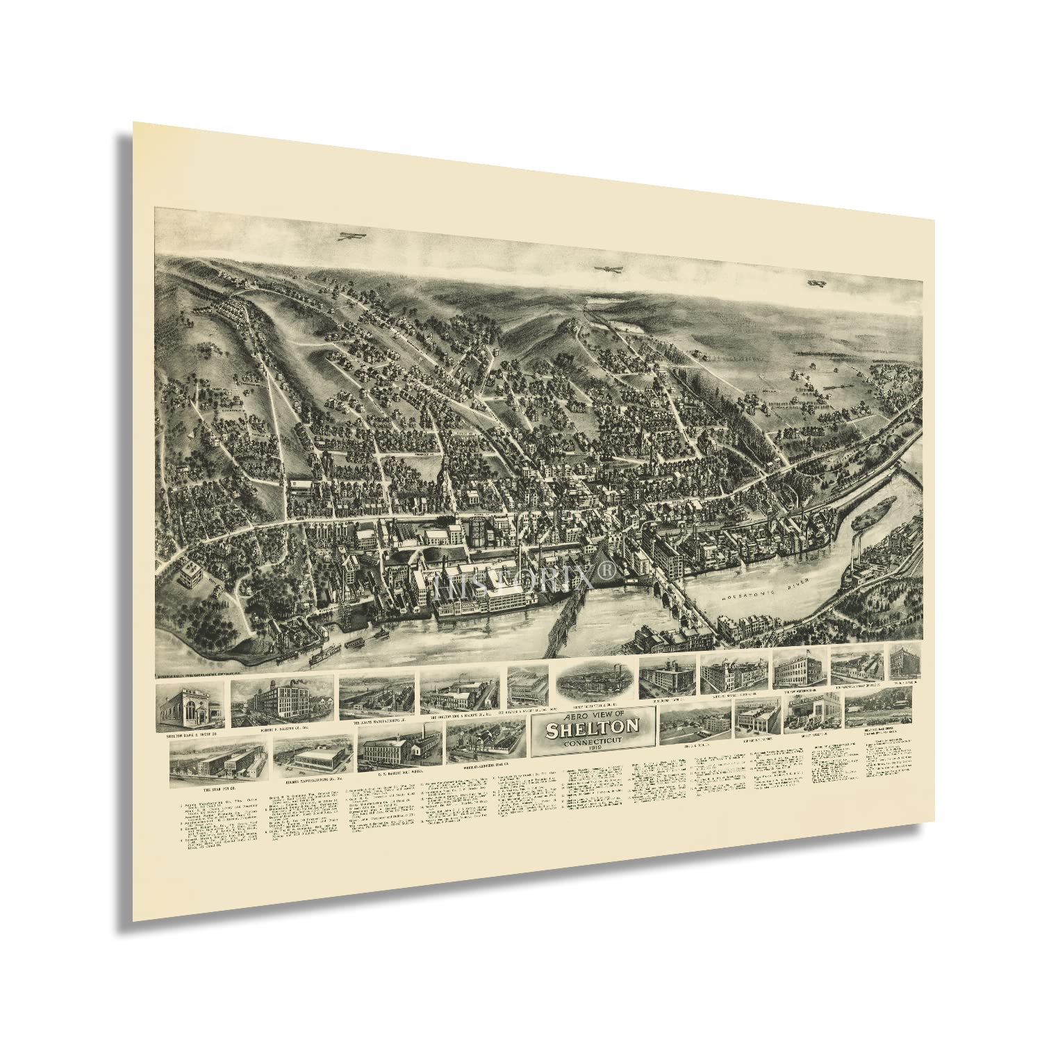 Buy HISTORIX Vintage 1919 of Shelton Connecticut 18x24 Inch History of Shelton CT Wall Art