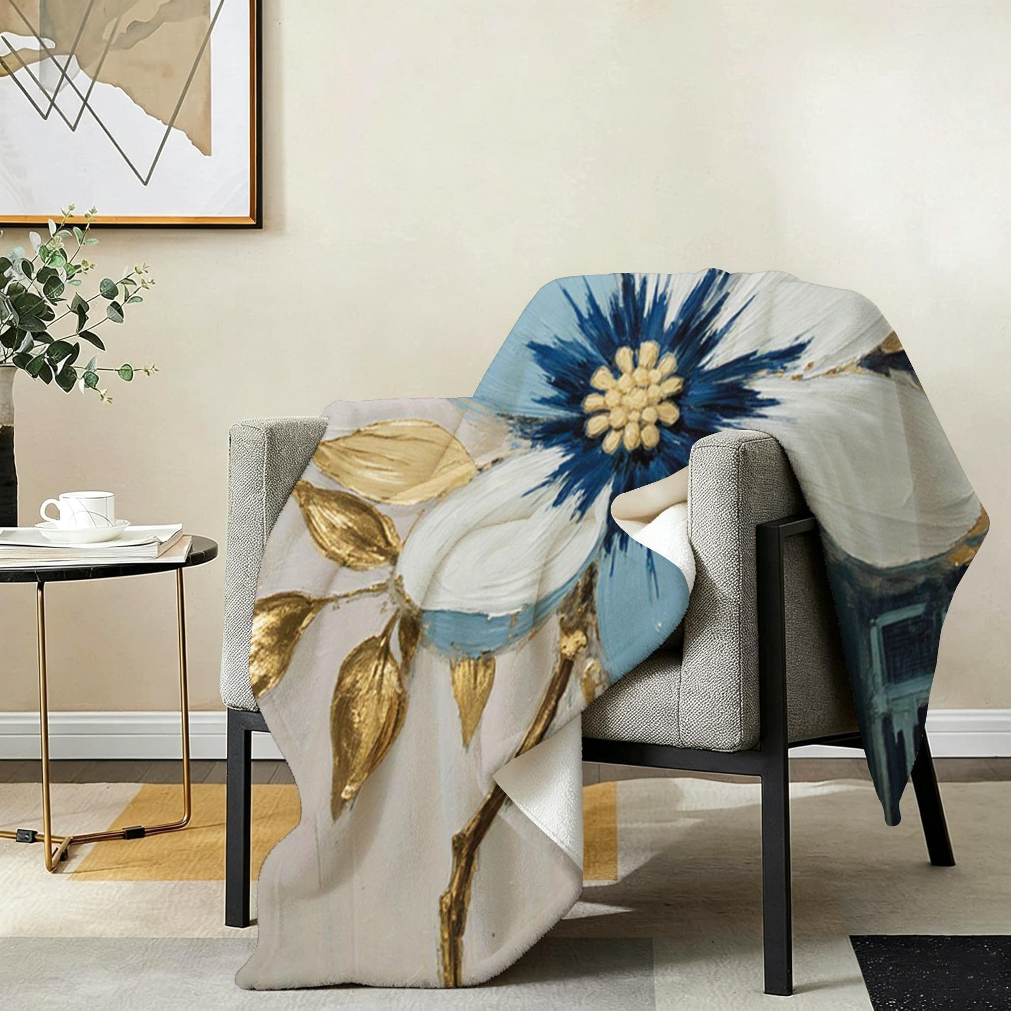 Coperta Pile Matrimoniale 240x260 cm Quadro Blu, Coperta XXL Super Morbida Multiuso Come Copriletto o Plaid da Salotto, Calda e Leggera, Protezione dal Freddo, AW7134