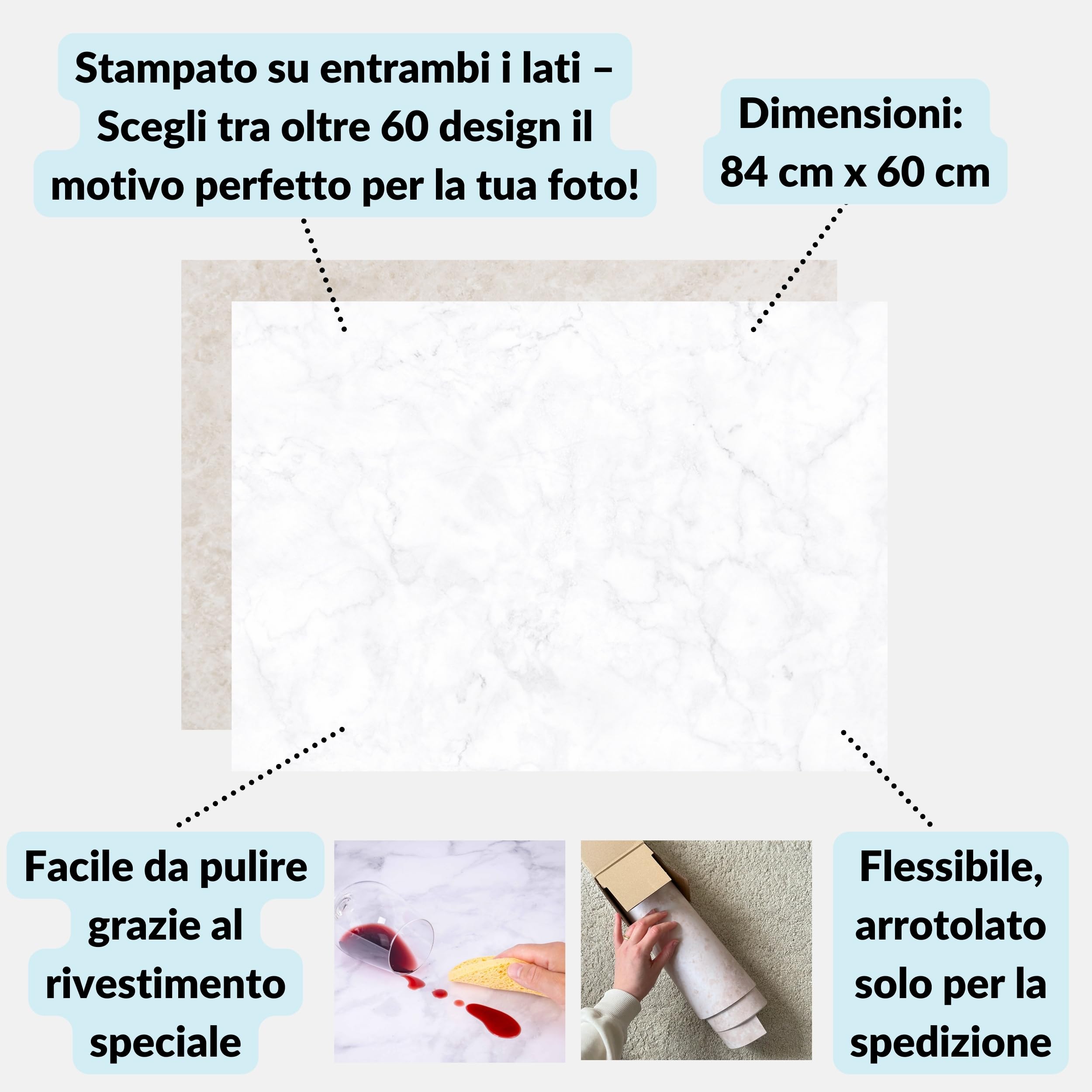 Lens-Aid Set 5 Sfondi Fotografici, 84x60cm – Pannelli Flatlay & Still Life con Doppia Superficie, Texture in Legno Diversificate – Lavabili & Resistenti