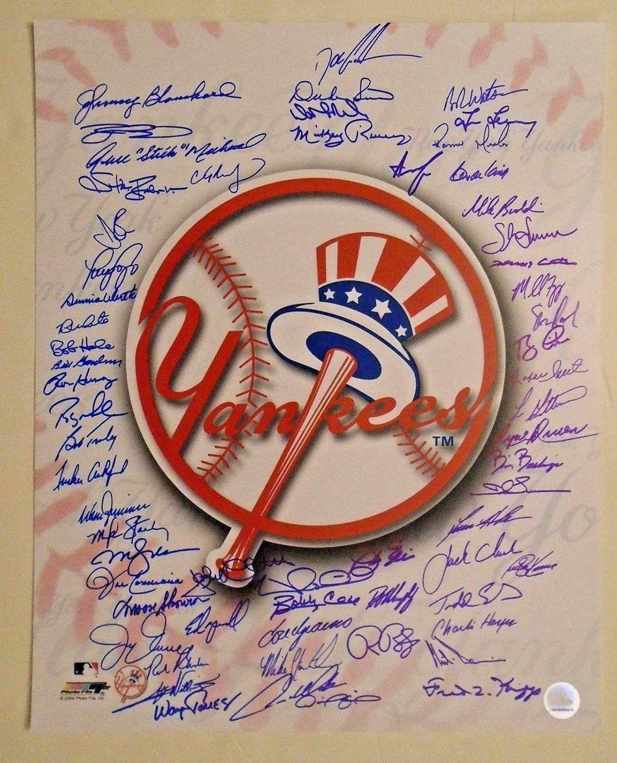 NY YANKEES MULTISIGNED 16x20 PHOTO 61 Autographs !!! YANKEE EMBLEM