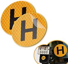 Pack of 2 H Sign to Stick Inside the Windscreen – Historic Vehicle Sticker Approved in Spain for Indoor/Outdoor Use Reflective Car and Motorcycle – Historic Vehicle Distinctive