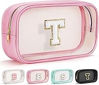 Vista 47 de YOOLIFE - Bolso transparente con iniciales para artículos de aseo personal para mujer, bolso de maquillaje y cosméticos impermeable, regalos de San