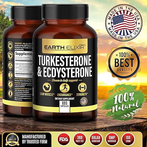 Miniatura 6 de Turkesterone y Ecdysterone - Apoyo natural de testosterona, suplemento de turkesterona de alta potencia 2 en 1 para hombres y mujeres con 95% de