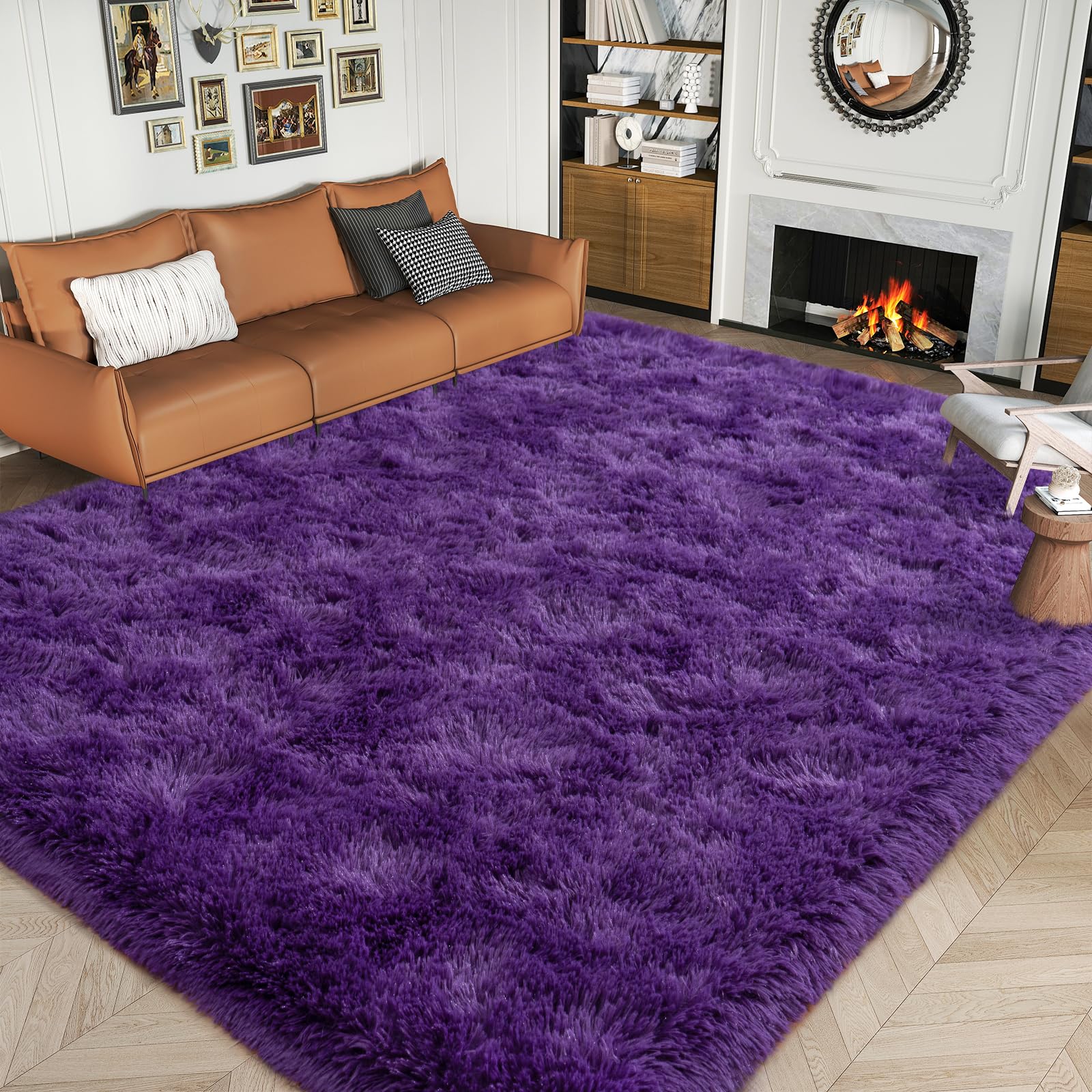 Dssimo 5'x7' Super Fluffy Rug for Bedroom, Modern Shag Purple Area Rugs, Soft and Cozy Plush Large Carpet for Kids, Girls Boys and Teens Decorations