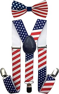 CD Kids, Toddlers Suspender and Bow Tie Set, Adjustable Set and Colors for Boys and Girls (US Flag)