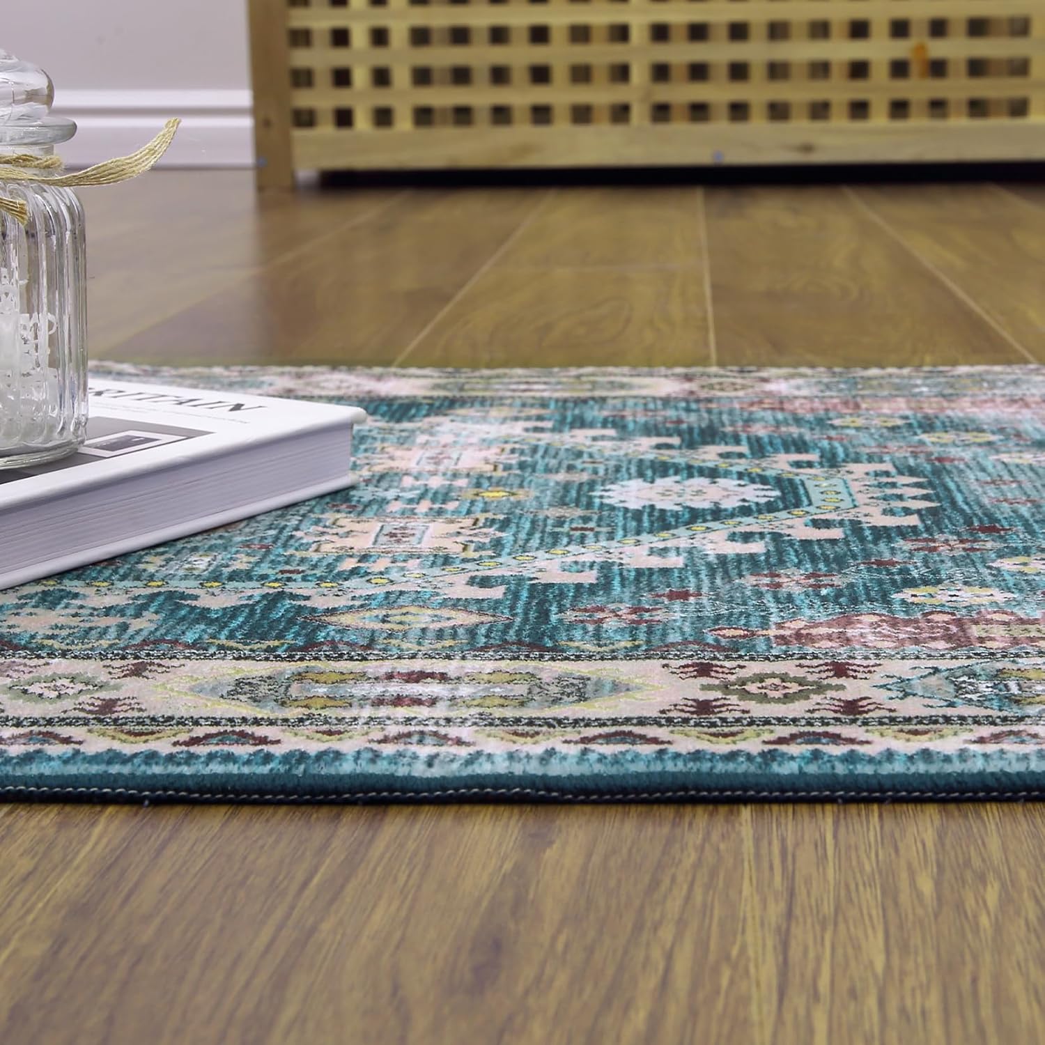 WESTLOOM Washable Area Rug 5x7 Vintage Boho Area Rug Machine Washable Rugs for Bedroom,Living Room, Soft Faux Wool, Non Slip, Stain Release, Antique Aesthetic Boho Carpet