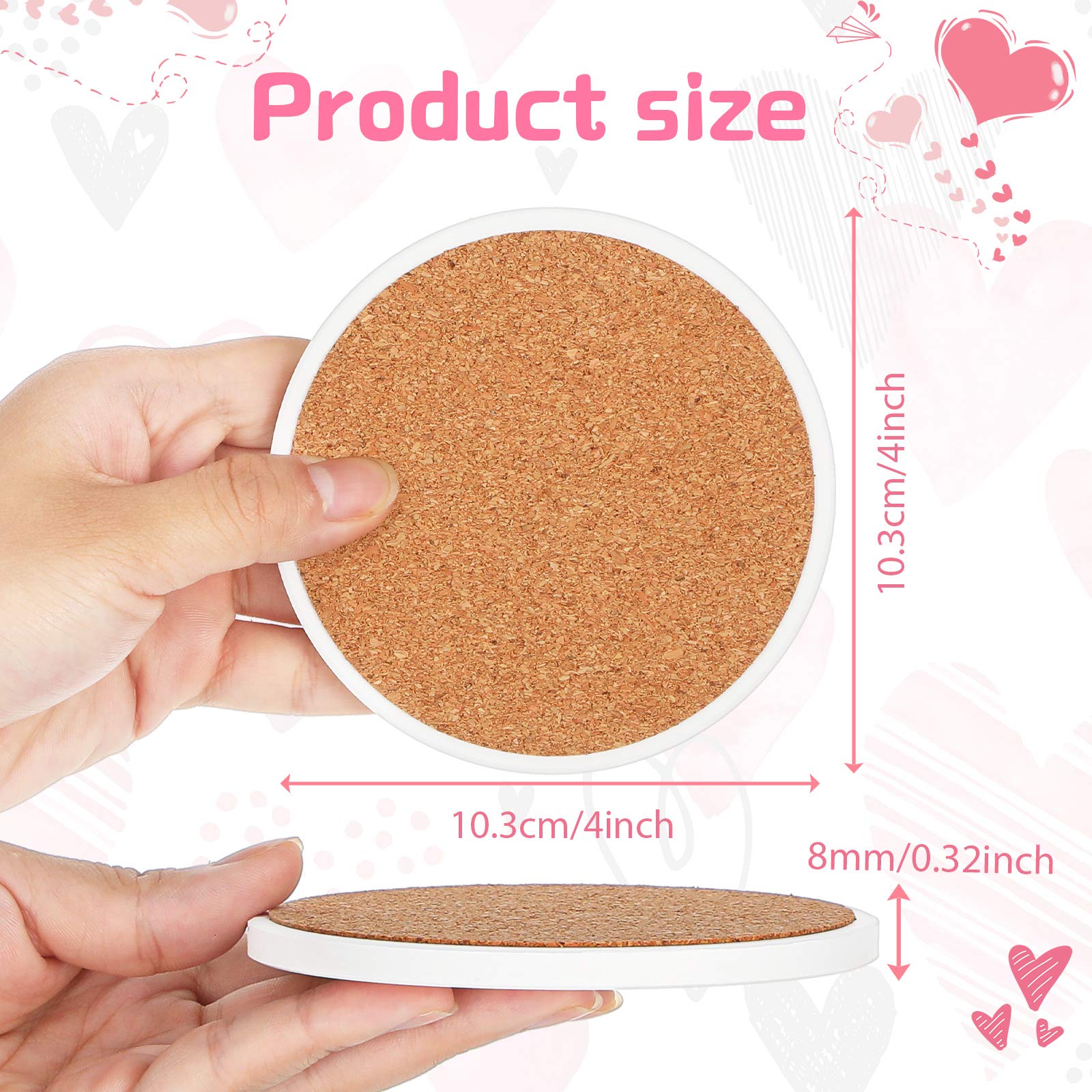 20 Posavasos De Cerámica Blanca Para Pintar – 10x10 Cm, Con Reverso De Corcho, Ideal Para Manualidades