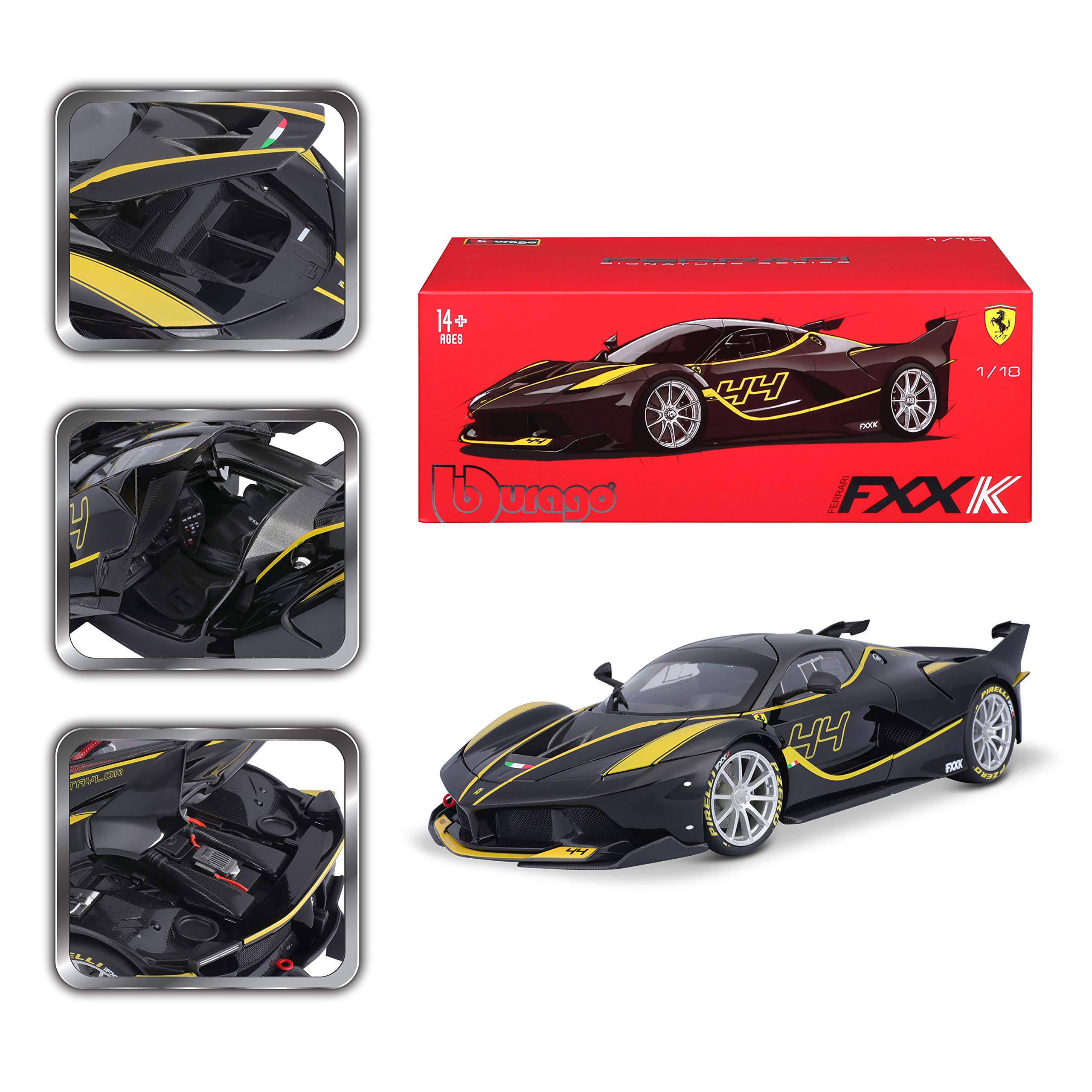 Bburago 15616907BK Ferrari FXX K Modellauto im Maßstab 1:18, Schwarz