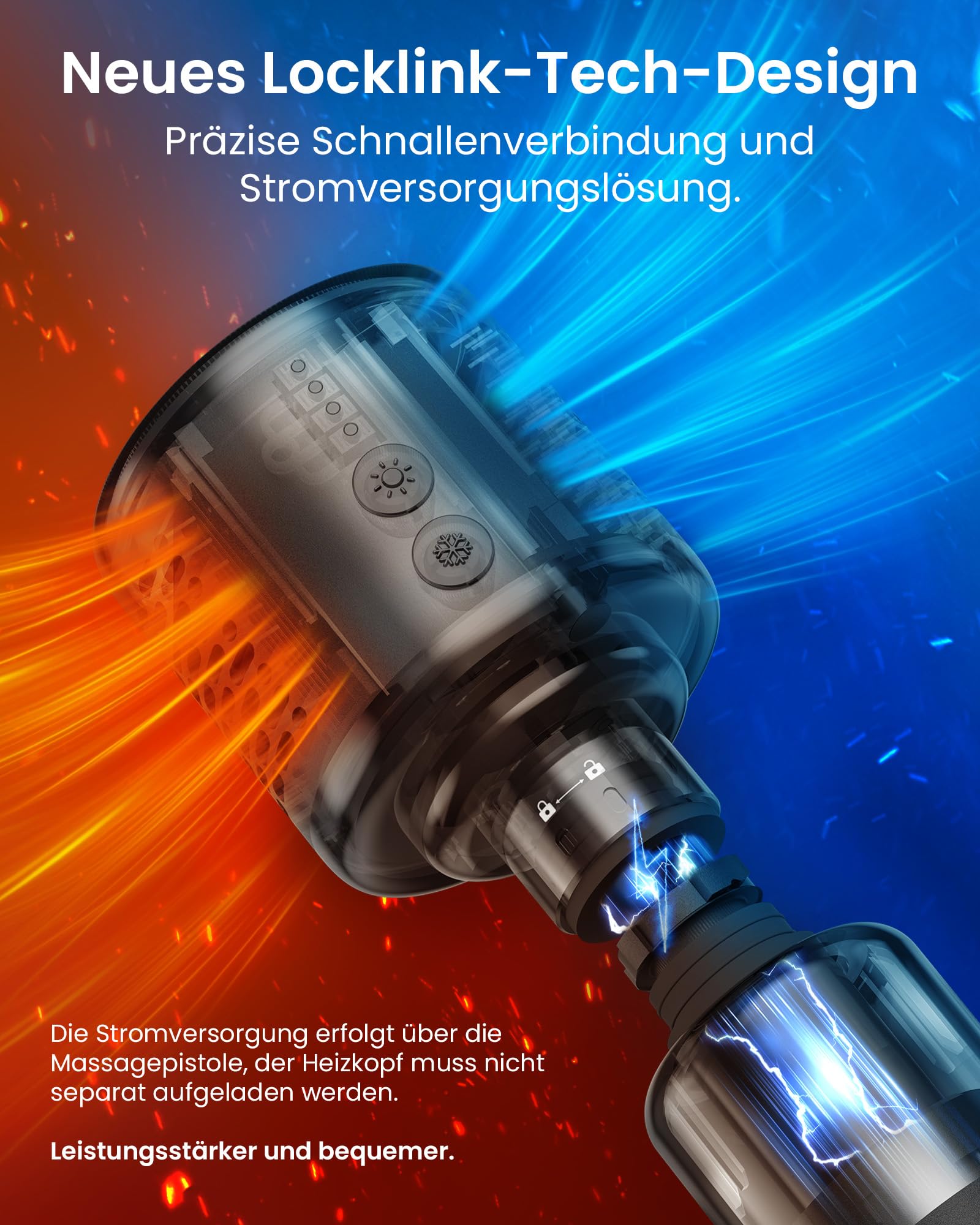 Massagepistole mit Wärme und Kälte,Napre Massage Gun Massage Pistole mit Verlängerung,Muskel Percussion Massagegerät für Schulter Körper Rücken Entspannung,32 Geschwindigkeiten,Faltbar mit 5 Winkeln