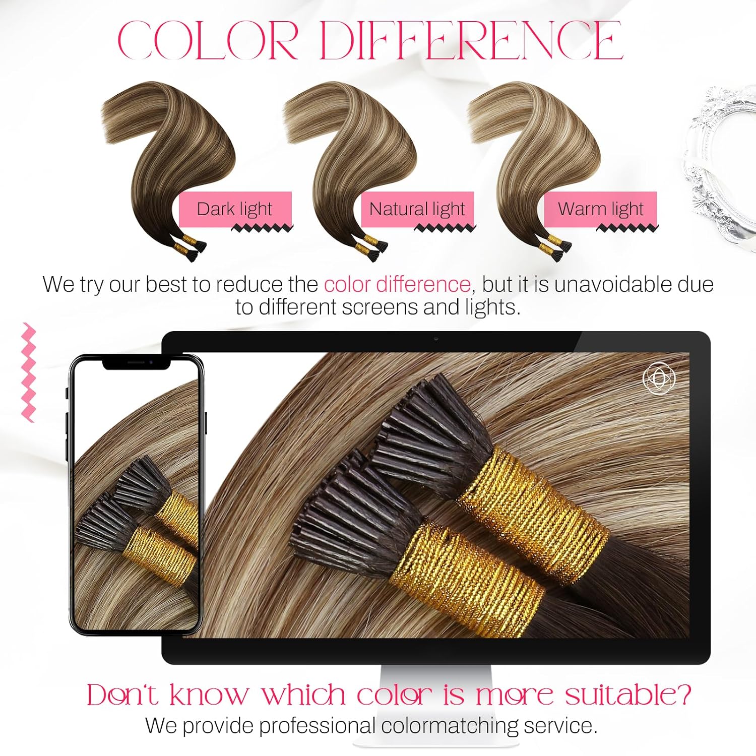  I Tip Hair Extensions Human Hair Brown Bleach Blonde Ombre 14 Inch thumbnail