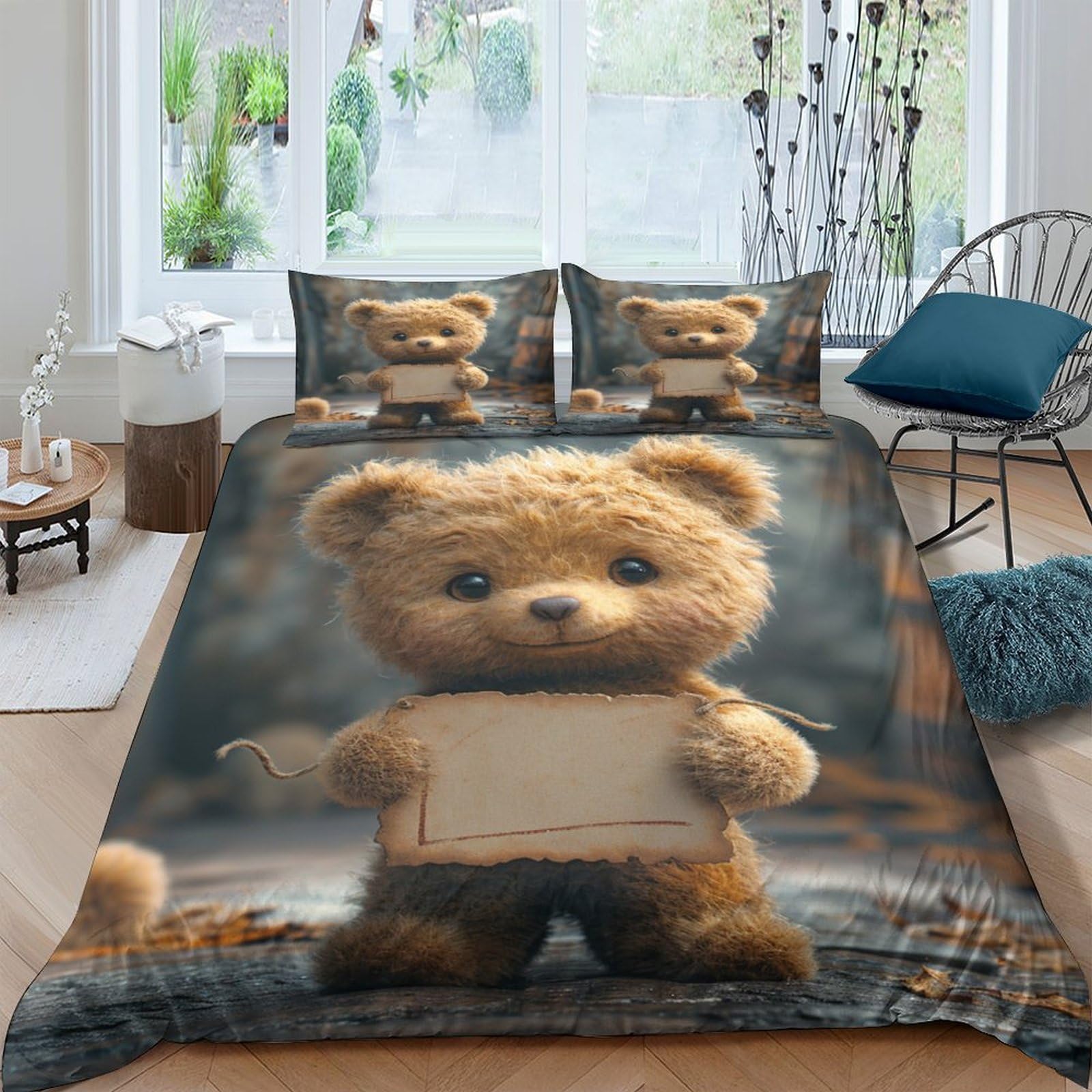 Ctjqhvkz Style-7 3D Printed Cute Teddy Bear Fitted Sheet Microfiber Soft Brown Cartoon Bedroom Decor Mattress Cover For Home Dorm Single（135X200cm）