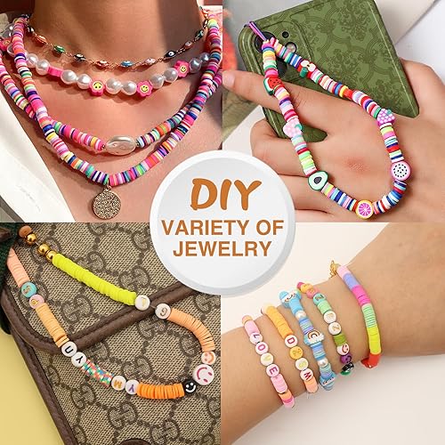 Miniatura 5 de XSEINO Kit de 23000 cuentas de arcilla para hacer pulseras, 6 cajas de 125 colores de cuentas de polímero de amistad y 5 estilos de cuentas de