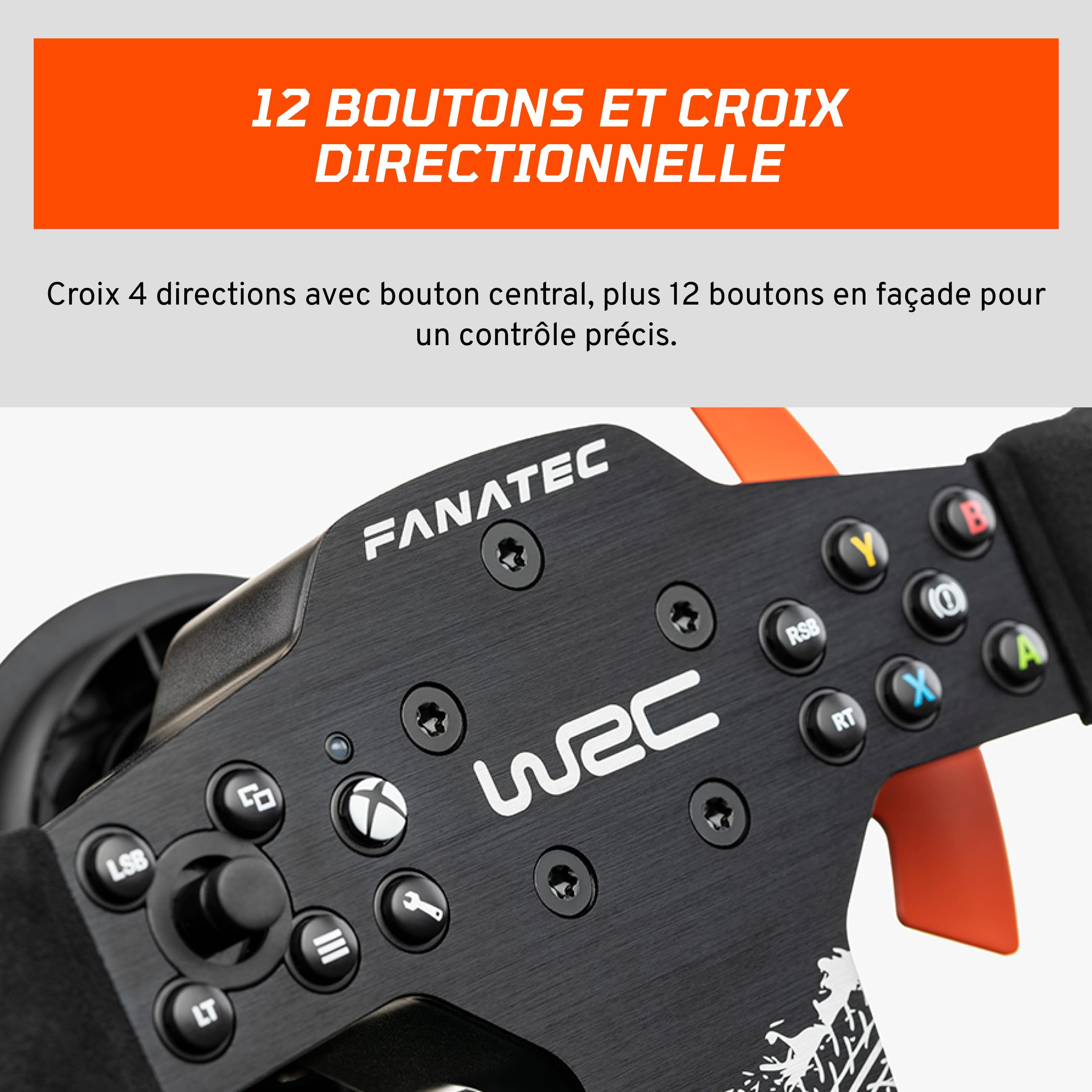 FANATEC CSL Elite Volant de Course WRC Xbox Rallye Sim | Licence Officielle, Alcantara Prise, RevStripe Intégré, Palettes de Changement Amovibles – PC, PS5, PS4, Xbox Series X|S, One