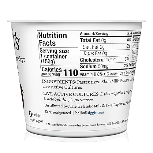 Miniatura 11 de siggi's Yogur islandés sin grasa, melocotón, 5.3 onzas taza de una sola porción, bocadillo de yogur grueso y rico en proteínas
