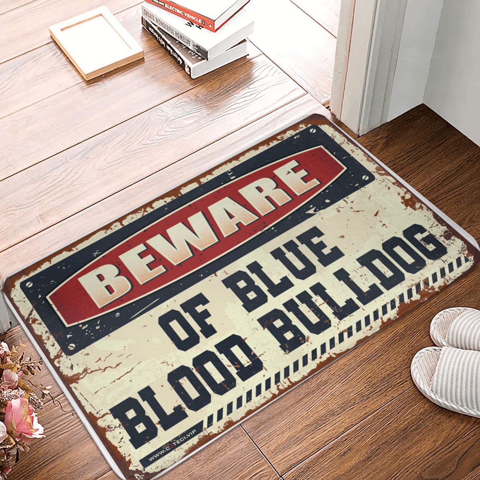 Paillasson imprimé Blue Blood Bulldog grand format 65x90 cm pour porte et chambre