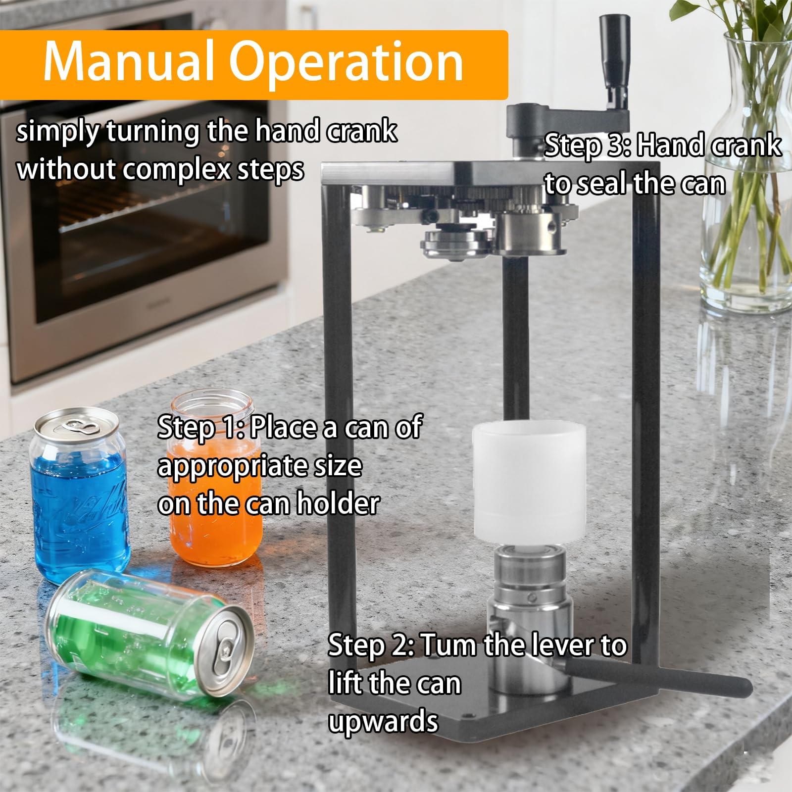 Manuelle Dosenversiegelungsmaschine für 330 ml, 500 ml, 650 ml Dosen, 5,6 cm Durchmesser, Lebensmittel- und Getränkeversiegelung für Getränke, Milch, Tee, Kaffee, Konserven