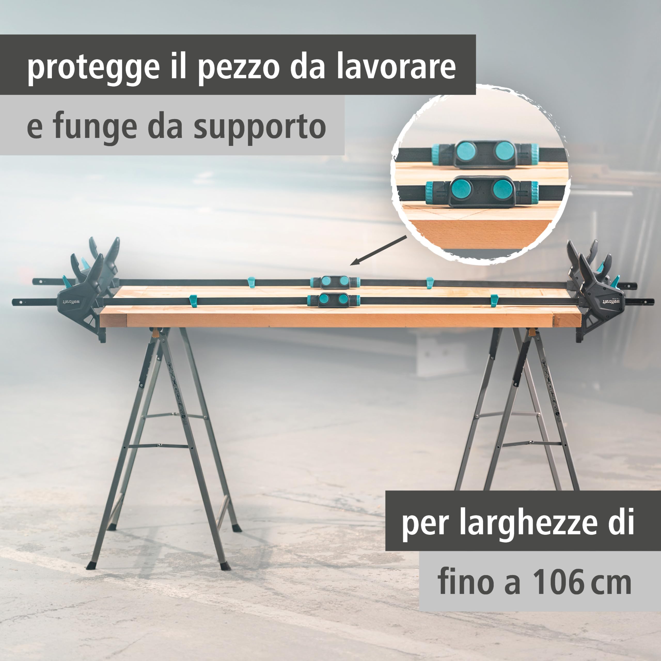 wolfcraft 8663060 - PRO MAX + zestaw zacisków ręcznych + złącze - siła zacisku 250kg