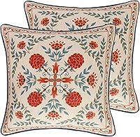 Vista 13 de patdrea Fundas de almohada de diseño floral vintage para sofá, fundas de almohada de lino marrón amarillo con patrón de pájaro y rosa, cojín