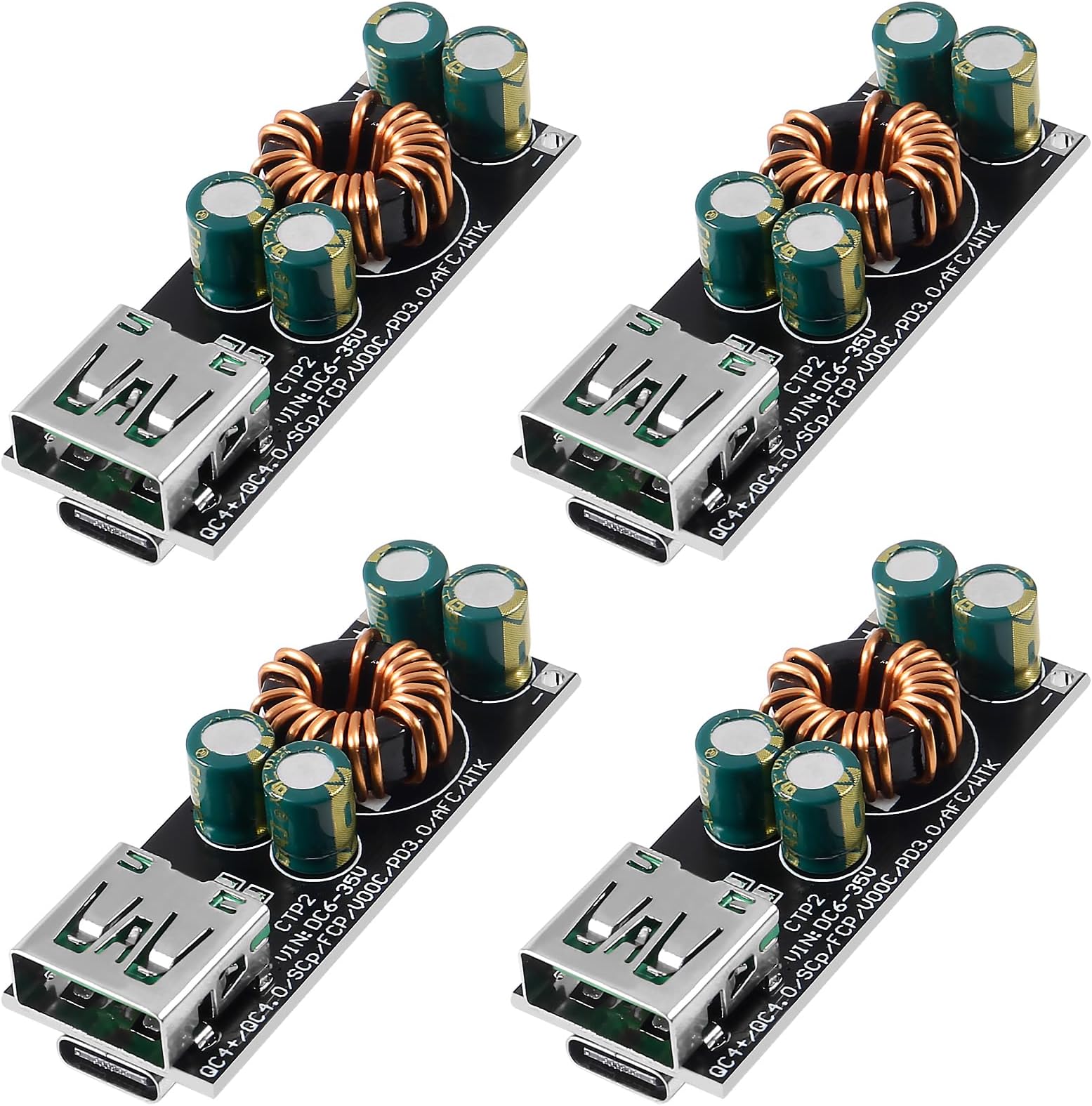 2-Pack 60W DC To USB Fast Charge Module – 6-35V Input To USB-C PD 3.0 / QC4.0 / Type A For Phones
