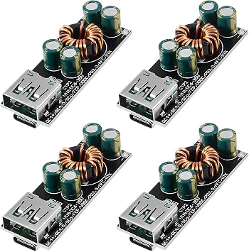 4pcs 60W 6-35V DC to USB Type C PD 3.0 QC4.0 Type A QC3.0 DC Fast Charge Step-Down Power Module12V 24V Step Down Buck Boost Converter Module USB Type-C Mobile Phone Quick Charge Adapter