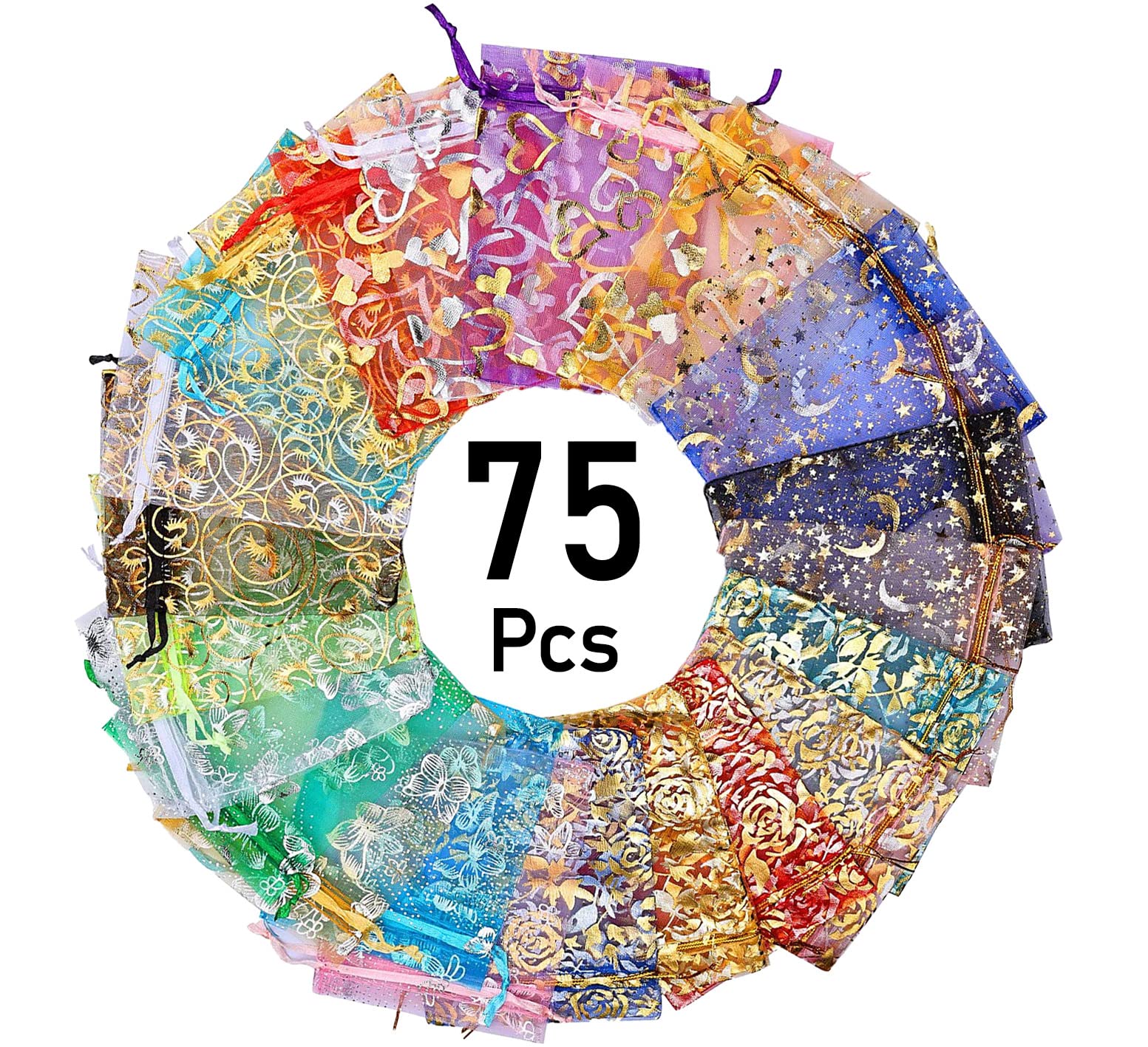 CLassiC Eco Friendly Bags – 75 Pcs Potli Bags, Organza Pouches 4x6 inches with Drawstring Small Potli Bags for Return Gifts for Wedding| Party |Baby Shower| Dry Fruit Pouches (Mixed Colors, 75) (B0BT8CBWX2) Amazon Price History, Amazon Price Tracker