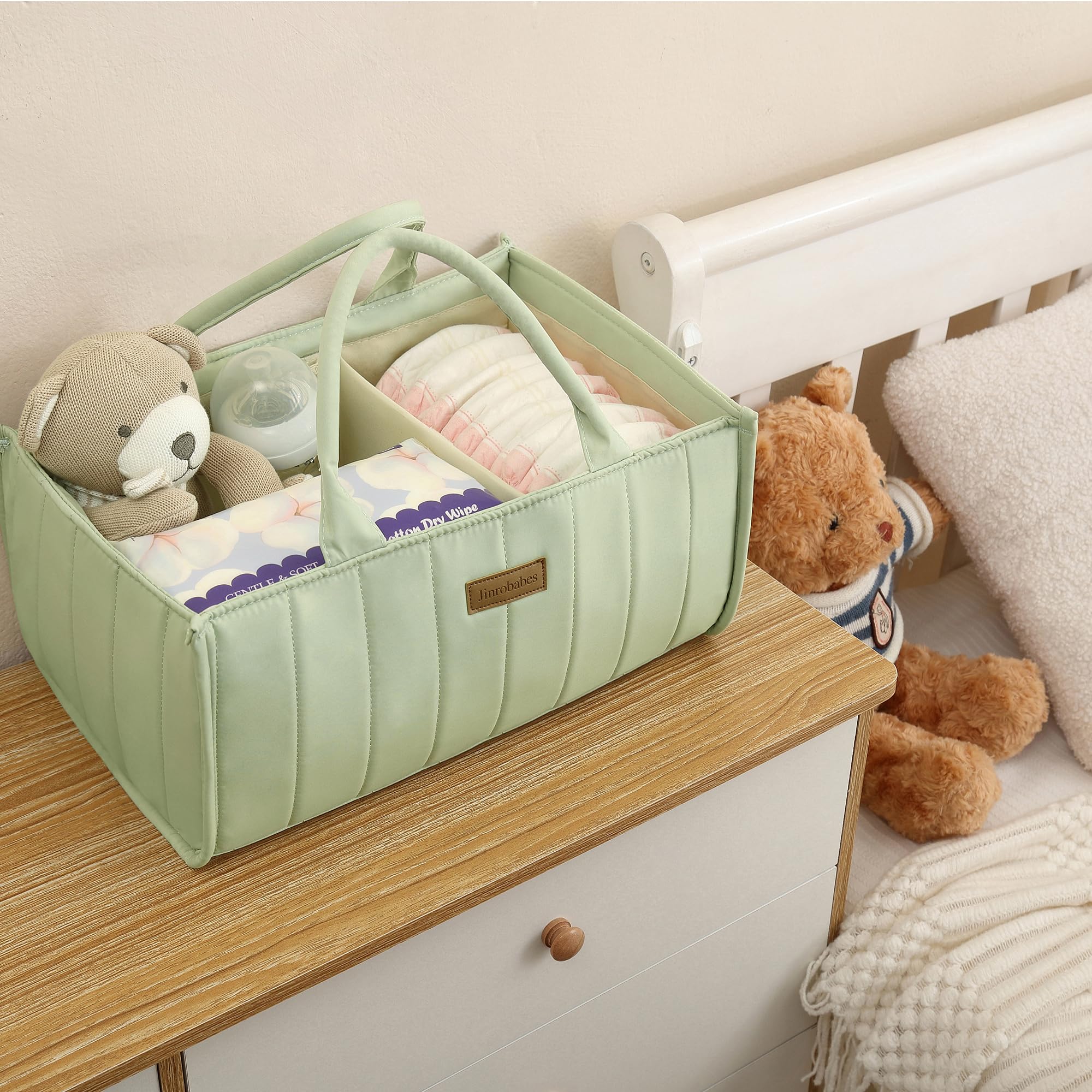 Jinrobabes Nappy Caddy Organiser, Baby Diaper Caddy for Nappy Station,Newborn Essentials - Image 4