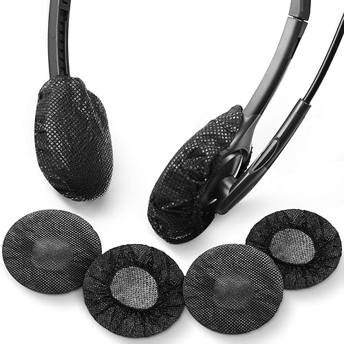 Vista 21 de BBTO 100 fundas desechables para auriculares, sanitarios, no tejidas, elásticas, para la mayoría de los auriculares (4.3 pulgadas, negro)