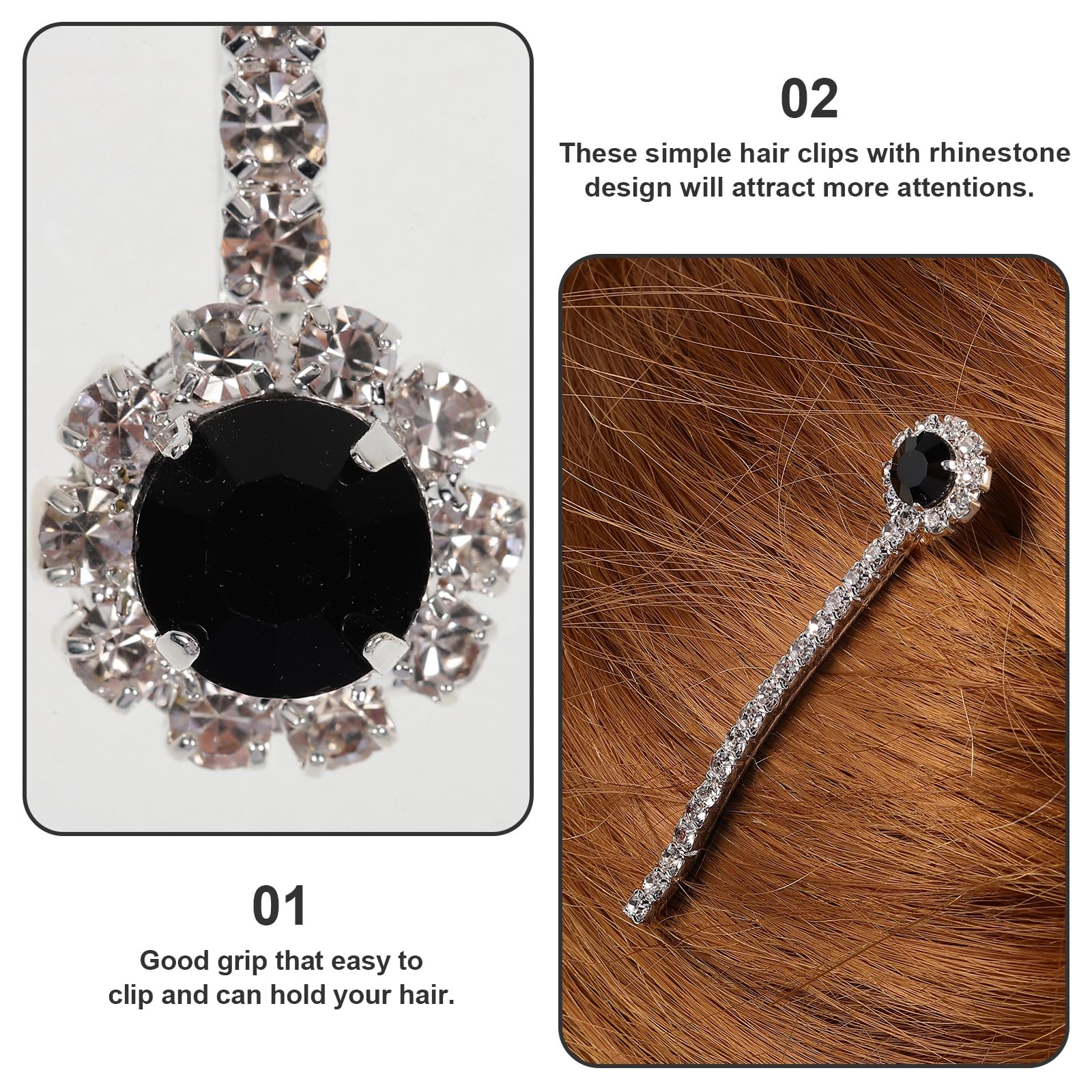 Amazon.com : Lurrose Rhinestone Hair Clips Set of 6 Short 