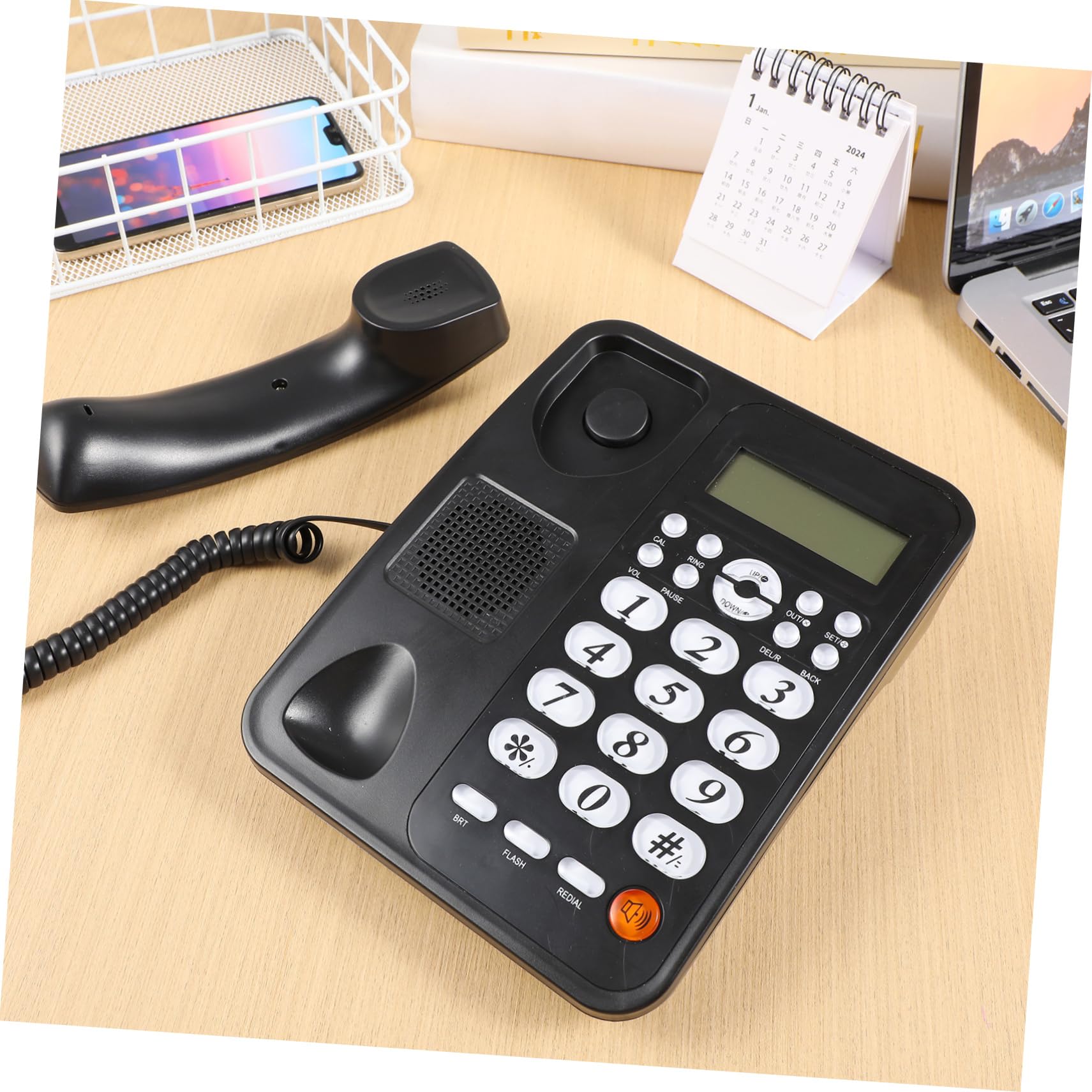 Gadpiparty Telefono Fisso di Design con Identificazione del Chiamante Telefono da Ufficio per La Casa