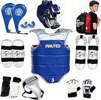 FIHUTED Taekwondo Sparring Gear Set: Complete Karate Protective Gear for Kids, Youth & Adults with Carry Bag