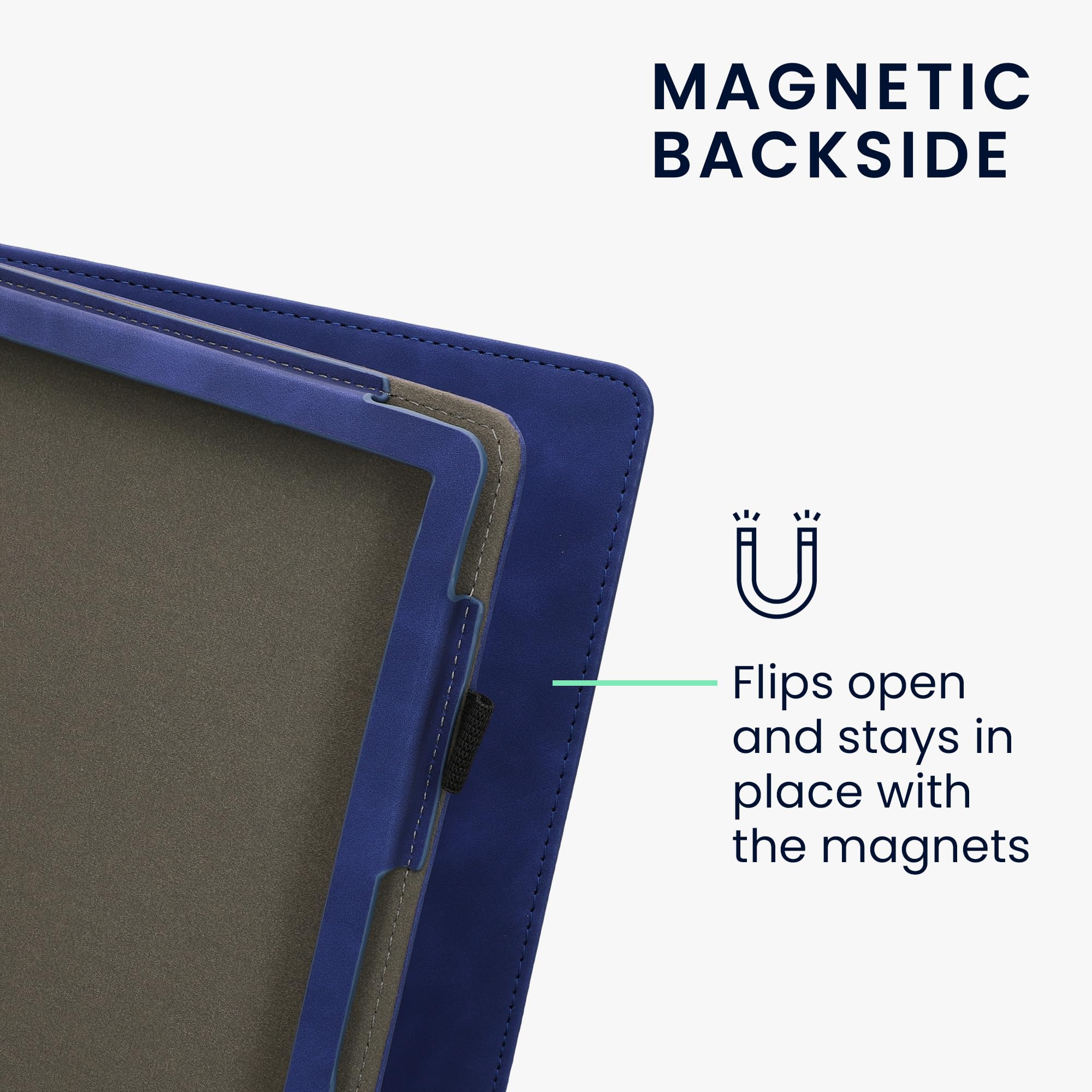 kwmobile Custodia Compatibile con Amazon Kindle Scribe (2022/2024) - Cover Chiusura Magnetica Autosleep con Leggio e Portatessere - Blu Scuro