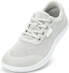 Sapatos femininos com bico largo – Sapatos minimalistas descalços zero drop casual confortável caminhada atlética ampla largura tênis moderno para joanete inchaço fascite plantar pé