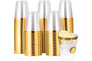 JOLLY CHEF 100 Pack 10 oz Gold Plastic Cups: Enhance Your Preppy Events with Sophistication