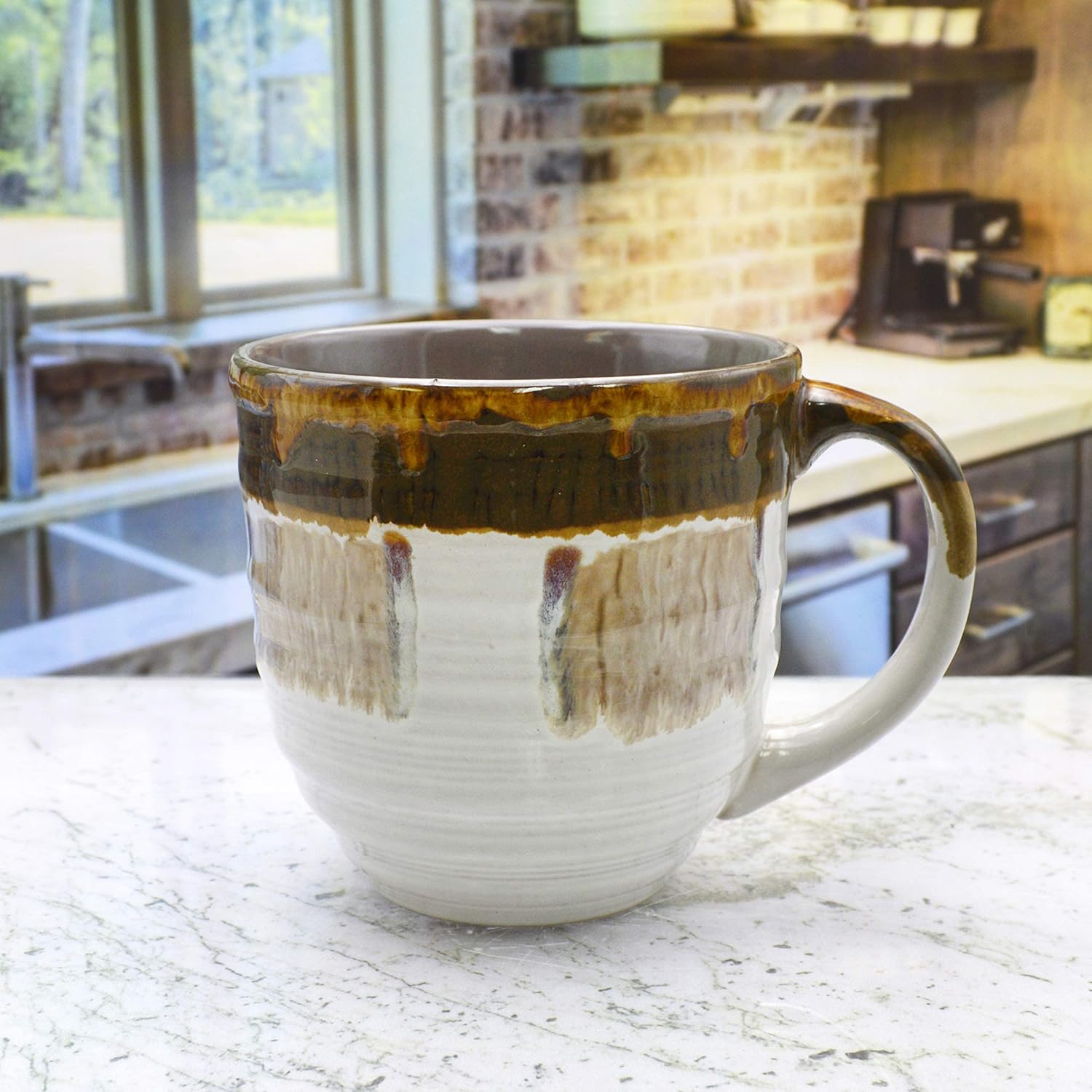 Large Coffee Mugs 20 Ounce Sets - Creative Glazed Ceramic Coffee and Tea Cups (BROWN, 2) - Best Gift for Coffee Tea Lover/Addicts