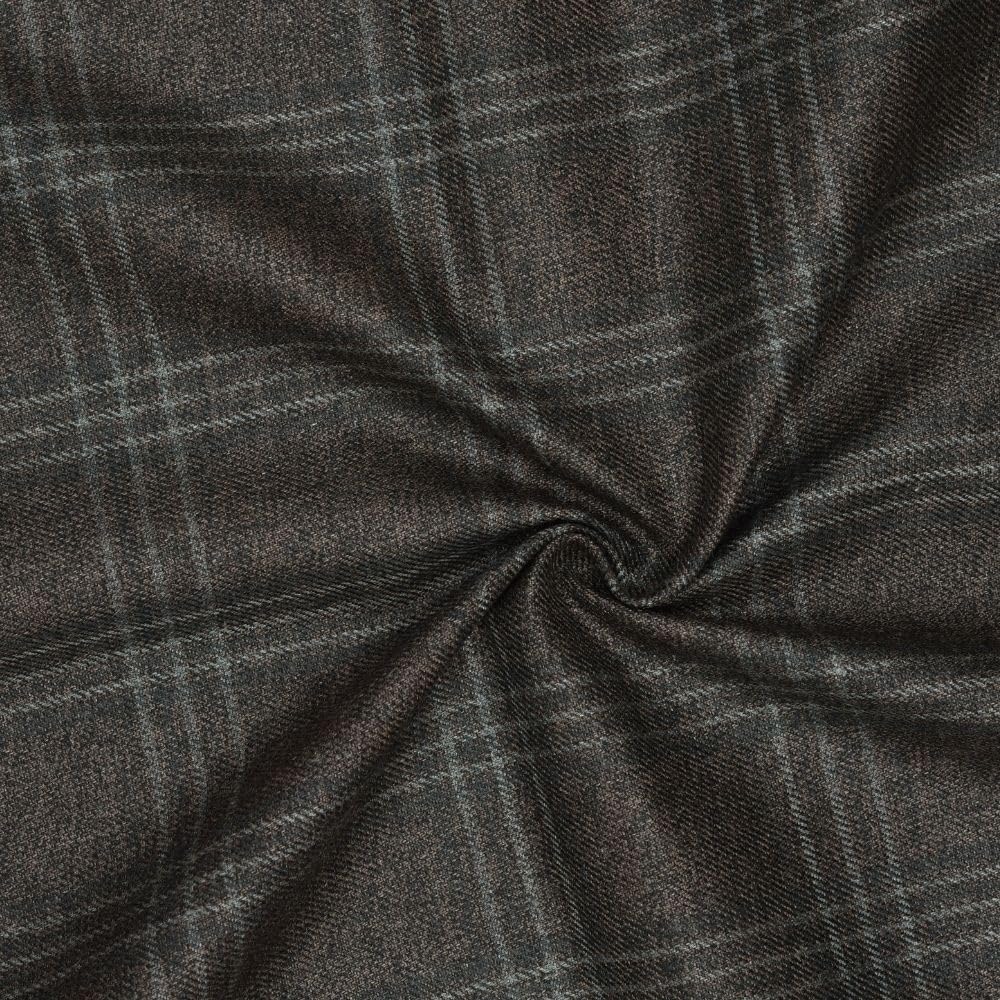 Qashida Tweed Wool Blazer Fabric for Men | Premium Checked Woollen Suiting Material | 2 Meter Cut for Blazers, Kotis & Waistcoats | 58 Inch Width | Brown, Grey Checks