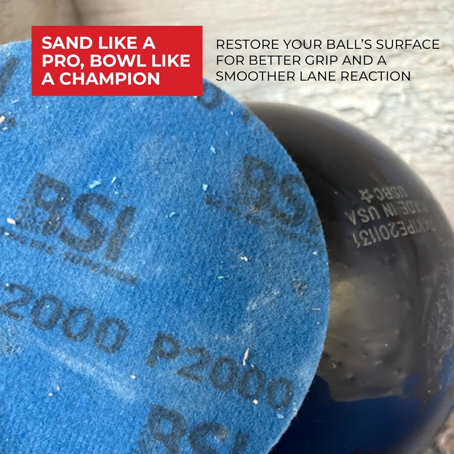 BSI Sanding Disc for Bowling Balls – 180 Grit Pad Kit for Resurfacing Machine, Ball Spinner, or Hand Cleaning