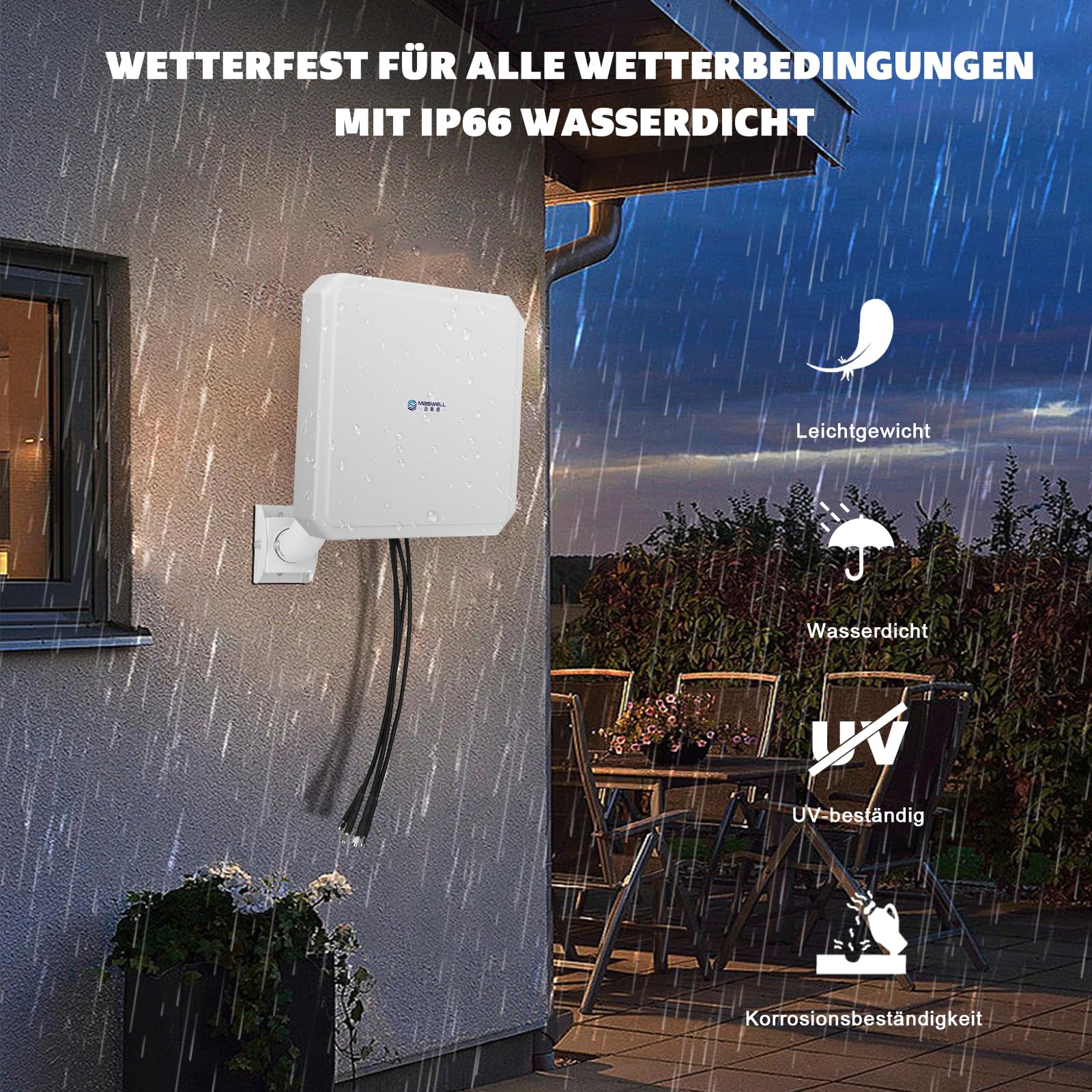 Maswell 5G Antenne 4X4 MIMO Outdoor, 10dBi Richtantenne Externe Außenantenne kompatibel mit FRITZBox, 5G NR Router Gateways | Breitband 600-8000 MHz (4MIMO)