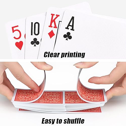 Miniatura 8 de Juego de cartas de plástico impermeables, 2 cartas para adultos y niños, juego de cartas de póquer, índice regular de tamaño de póquer, adecuado