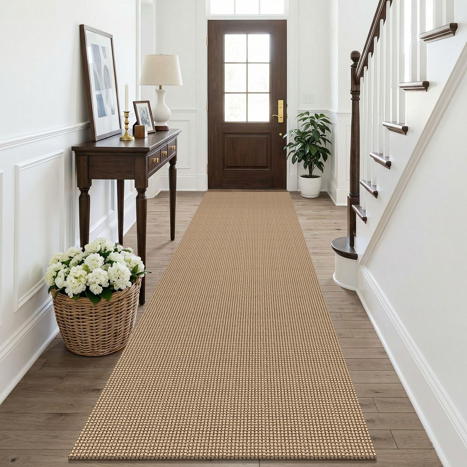 KOZYFLY Boho Runners for Hallways 3x10 ft Washable Kitchen Runner Non Slip Rubber Backed Hallway Rugs Cotton Entryway Runner Rug for Indoor Hall, Backdoor, Kitchen, Orange Beige/Tan/Brown — image 1