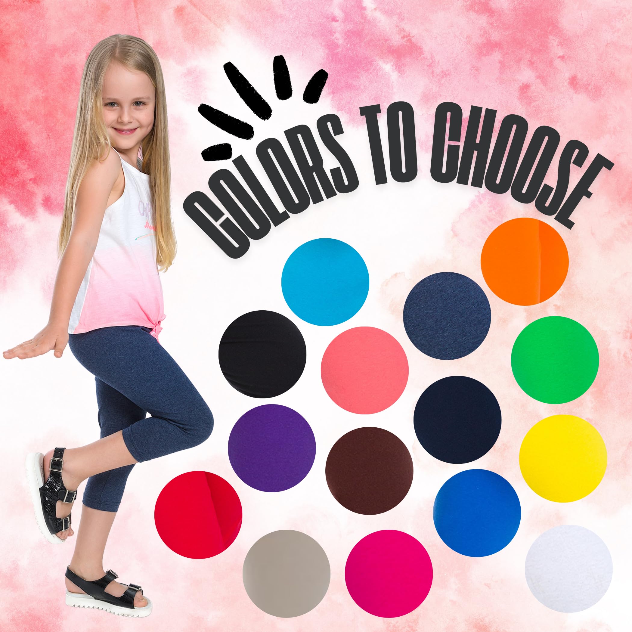 hi!mom Girls Cropped Leggings 3/4 Lenght - Cotton Basic Opaque Stretchy Dance Sport School Summer Capri Leggings - Pants for Kids Leggings — view 2