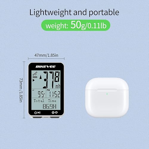 Miniatura 5 de Computadora de bicicleta GPS inalámbrica con arranqueparada automática y retroiluminación automática, IPX7 impermeable odómetro de bicicleta MPH