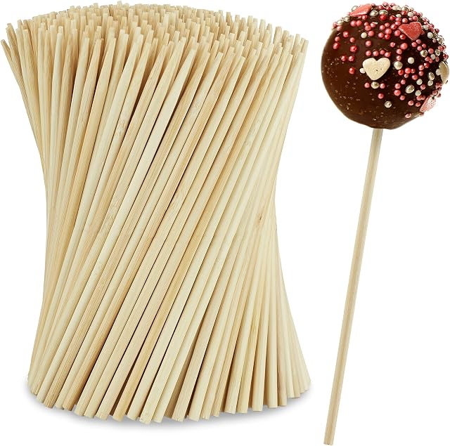 Relaxdays, Bamboo, 15 cm Long Lollipop Pops & Lollies, Cake Pop Sticks, Natural, 400 Items