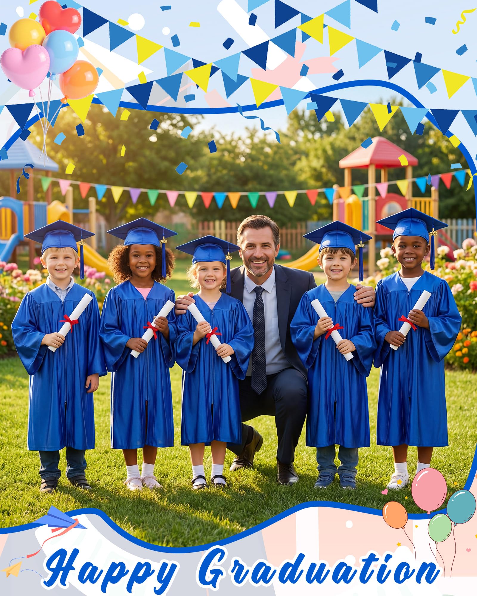 Xuhal Set di 6 cappelli e abiti da laurea in età prescolare e abito da scuola materna abiti da laurea per bambini con nappa grado 2026
