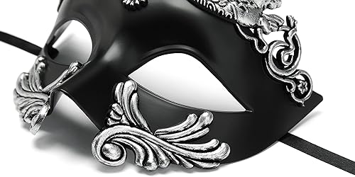 Miniatura 5 de Máscara de mascarada para hombre, máscara veneciana romana griega para Mardi Gras, baile de máscaras, Halloween, fiesta de graduación