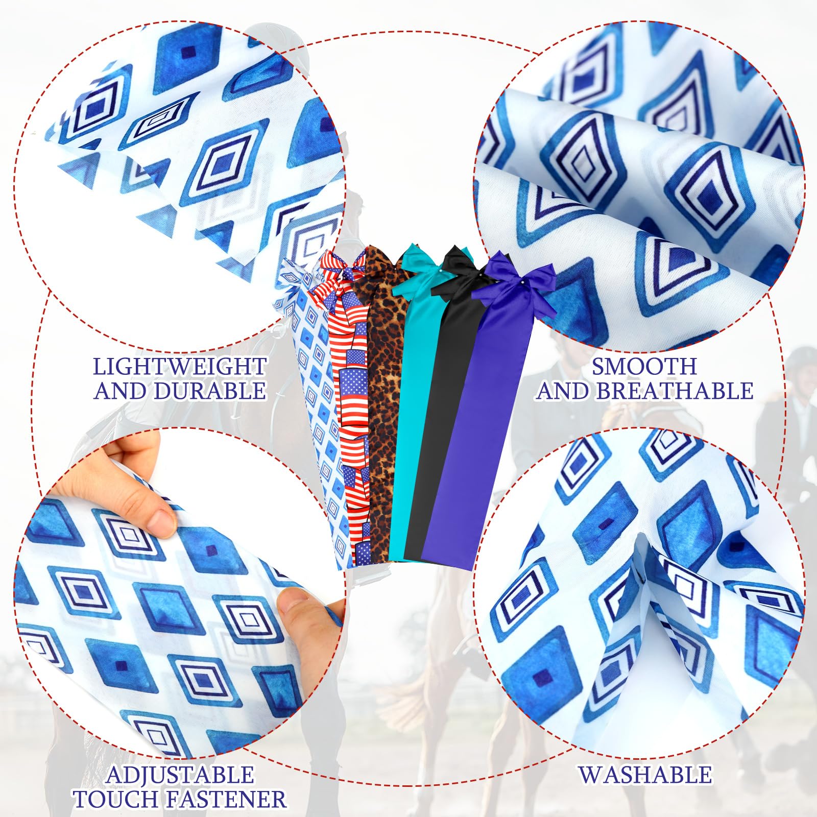 Huhumy 6 bolsas de cola de caballo, transpirables, con protección de cola de caballo, 2 correas de cierre, suministros de aseo para evitar que la cola se rompa la suciedad, 6 diseños (estilo moderno)