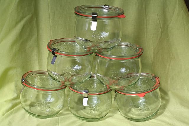 Weck 12 słoików do budzenia o pojemności 580 ml, tulipany, kompletne słoiki tulipanowe, 1/2 litra, 500 ml, słoiki na przetwory